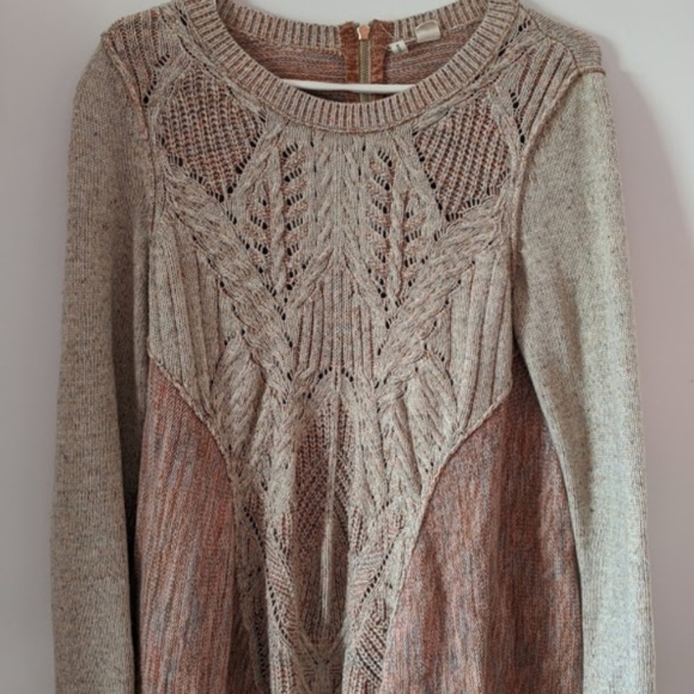 Anthropologie Anita Mix Cable Knit Swing Sweater M